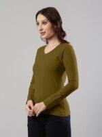 Comfortable Fit V Neck Full Sleeves Solid Tshirt - Image 2