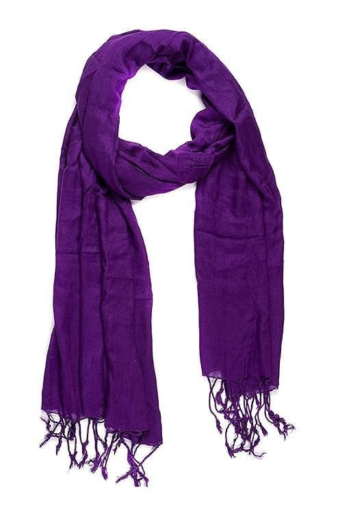 51bAFbX2KnL.jpg Plain Fashionable Winter Wear Thin Scarf/Stole/Shawl For Baby Girls Womens(Purple) - Image 1