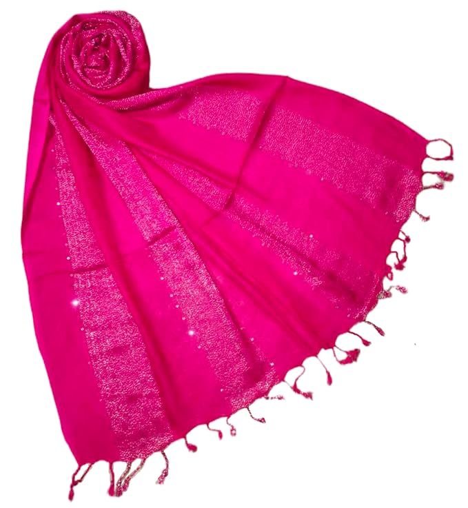 715OdrYPv3L._SX679_.jpg Women And Girls Fancy Viscose Zari Striped Scarf, Stoles - Image 1