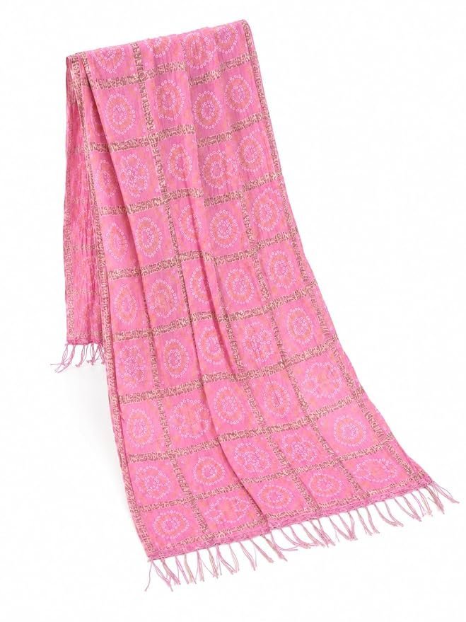 71nyd6XLz6L._SY879_.jpg Silk Tie Dye Bandhani Dupatta, Traditional Bandhani Print Scarf, Wedding,Welcome dupatta,Navratri - Image 1