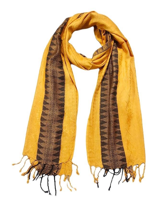 81jE0IKFYAL._SX679_.jpg Women And Girl's Fancy Viscose Self Jaquard Side Border Scarves, Scarf, Stole - Image 1