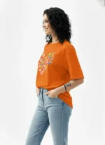 Women Printed Round Neck Cotton Blend Multicolor T-Shirt - Image 4